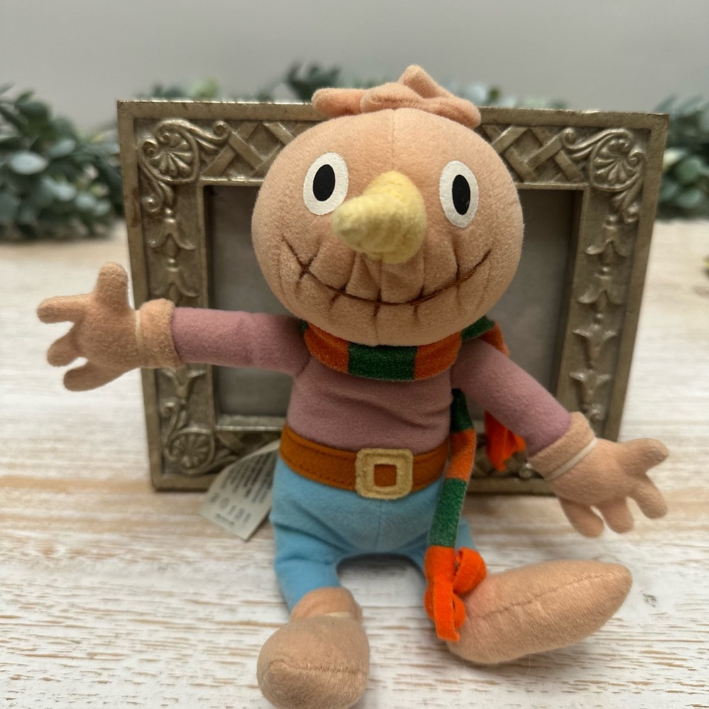 Charming Scarecrow Plush Toy with Blue Pants